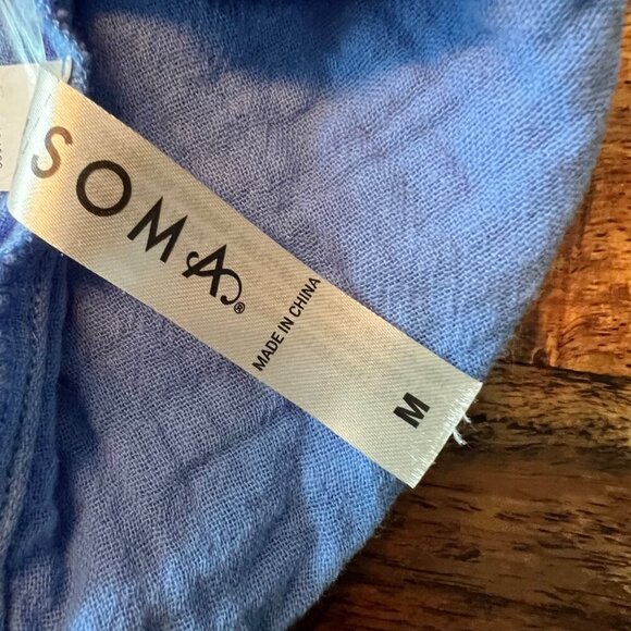 Soma Womens Blue Tiered Sleeveless Camisole Dress M Adjustable Straps Cotton Ble - Picture 8 of 8